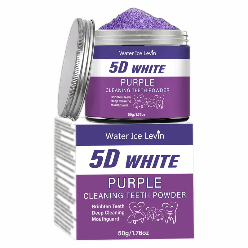 Purple Teeth Whitening Powder - 50g Natural Pearl Essence Color Corrector & Stain Remover, Deep Cleaning Tooth Powder for Fresh Breath