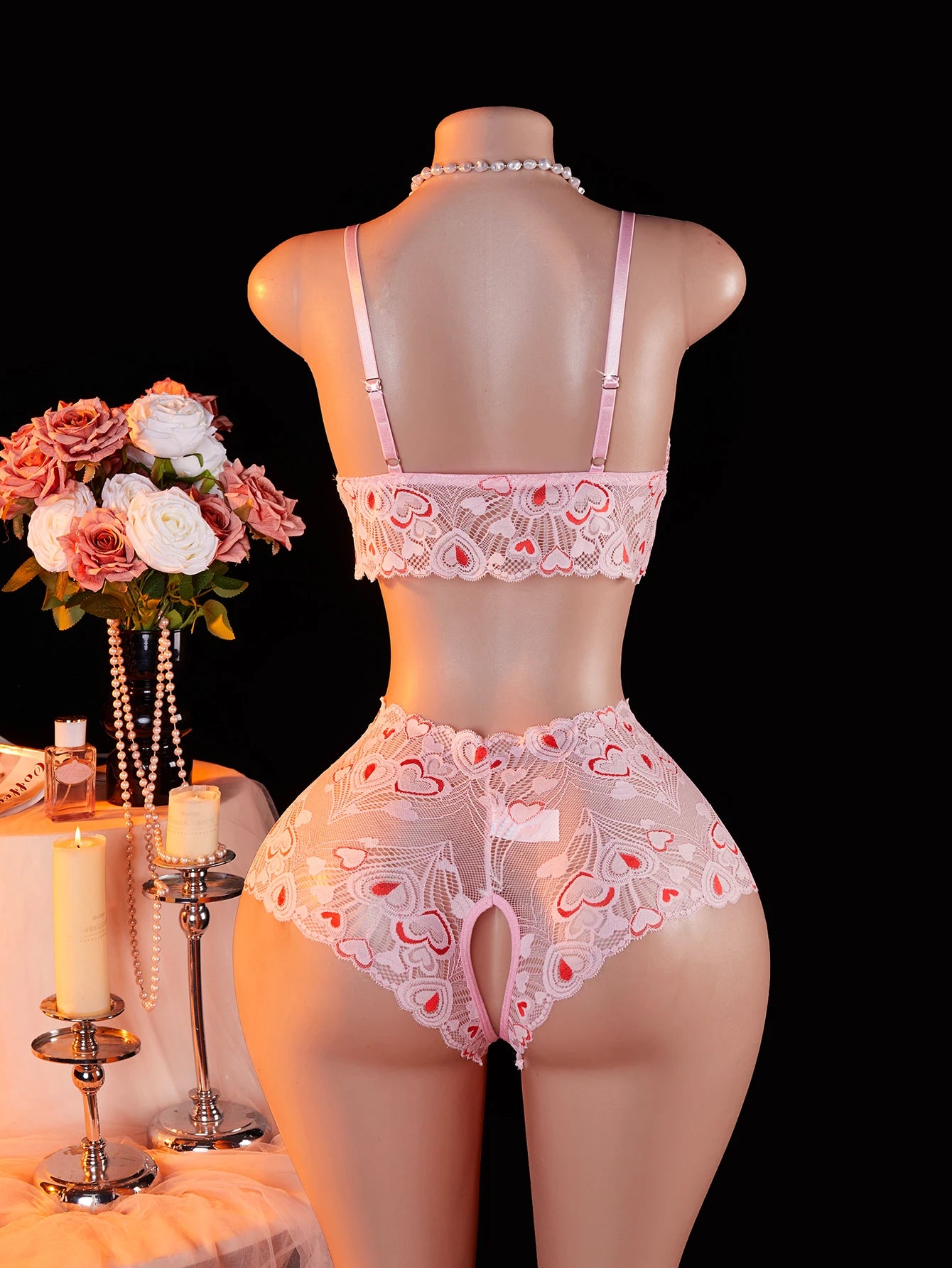 Women Transparent Lace Lingerie Set