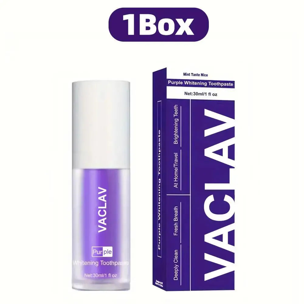 Vaclav Purple Toothpaste for Teeth Whitening - V34 Color Corrector Tooth Stain Removal, Brightening Tooth Paint Booster for Yellow Teeth