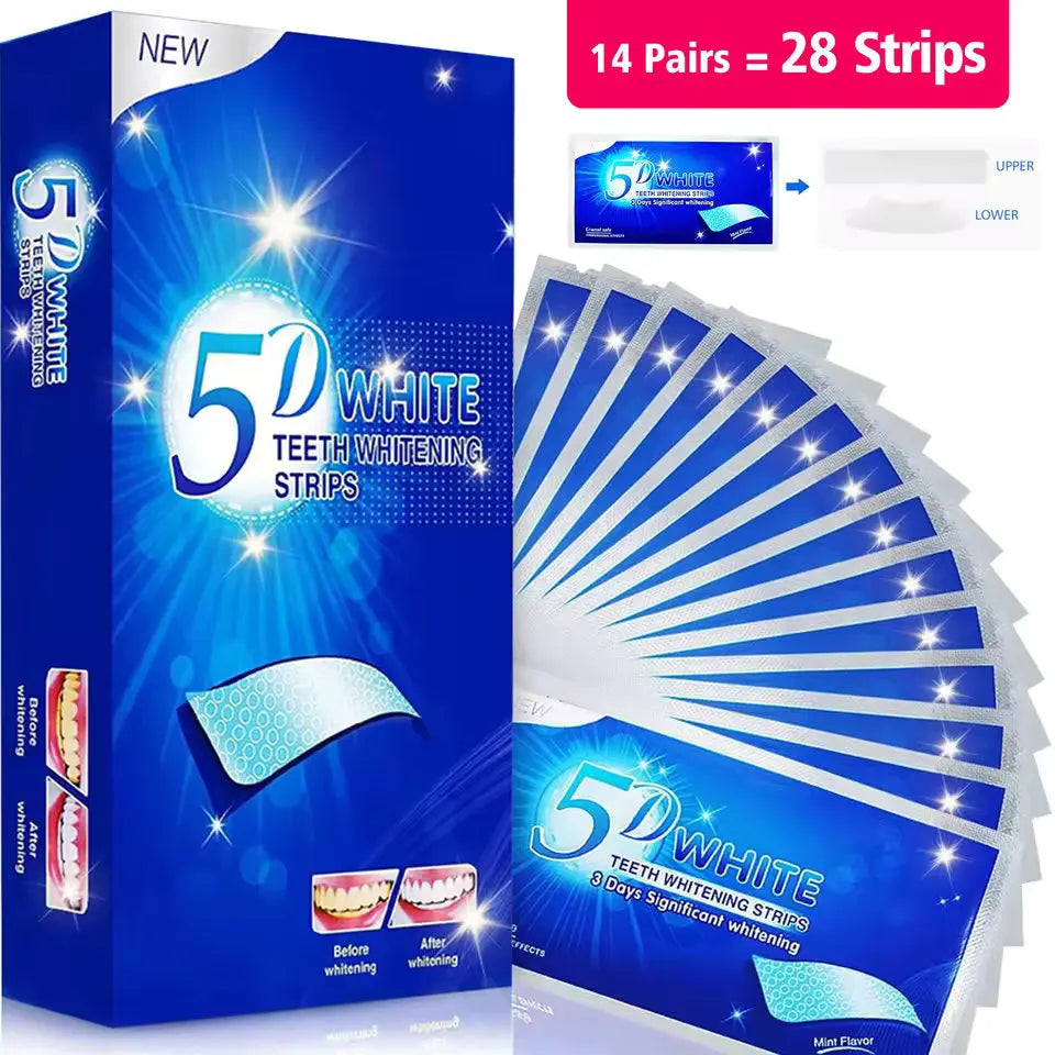 Teeth Whitening Strips, 7/14/28 Pairs Advanced 5D/9D White Strips for Teeth Whitening, Reduced Sensitivity Enamel Safe Stain Removal