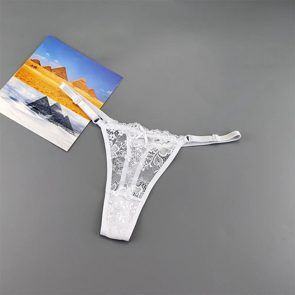 3PCS Sexy Lace Thong Set for Women – Sheer Low Waist G-String Panties (Plus Size)