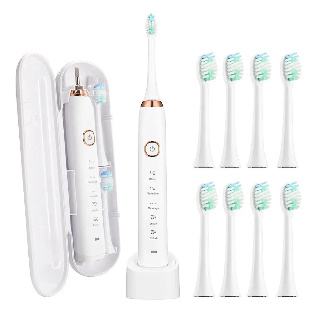 Sonic Electric Toothbrush with 8 Brush Heads -  Smart Rechargeable Power Toothbrush for Adults, Deep Cleaning & Whitening