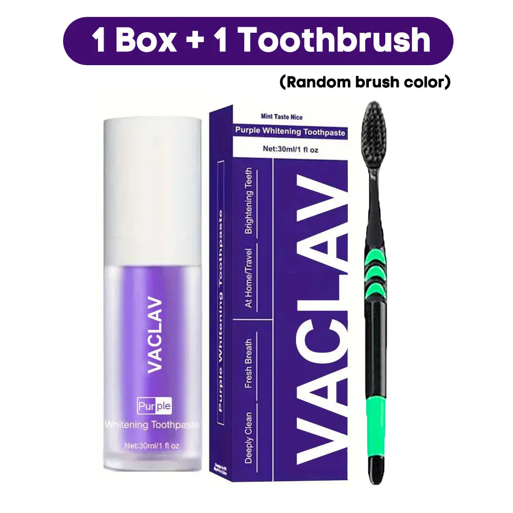 Vaclav Purple Toothpaste for Teeth Whitening - V34 Color Corrector Tooth Stain Removal, Brightening Tooth Paint Booster for Yellow Teeth