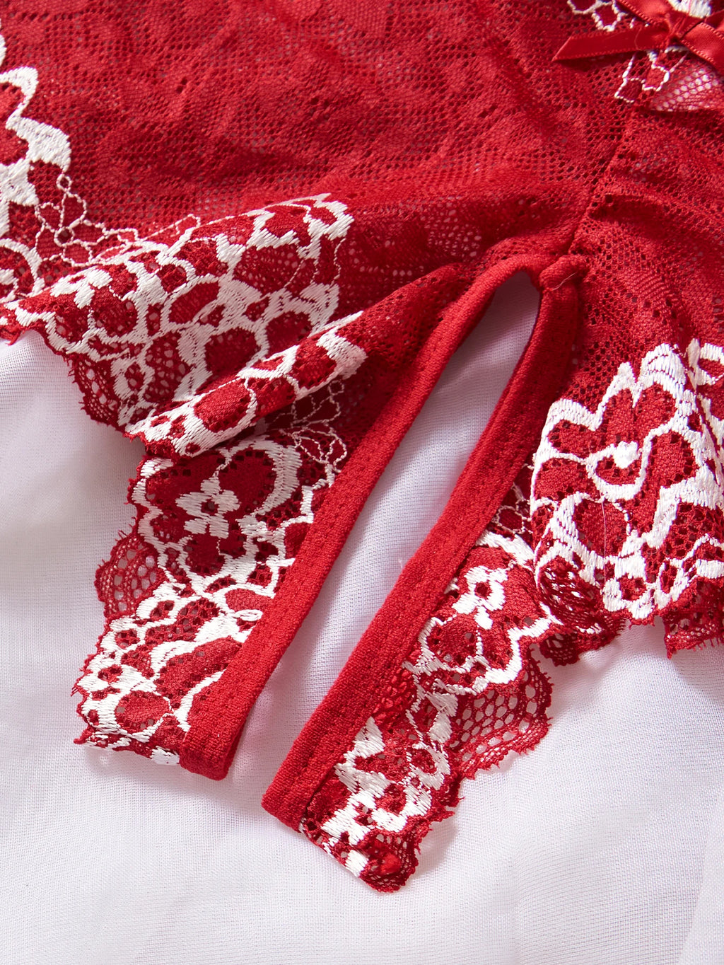 Women Lace Bra and Panty Set – Contrast Color Elegant Lingerie Suit
