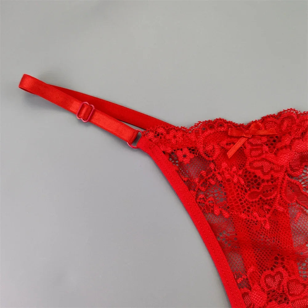 3PCS Sexy Lace Thong Set for Women – Sheer Low Waist G-String Panties (Plus Size)