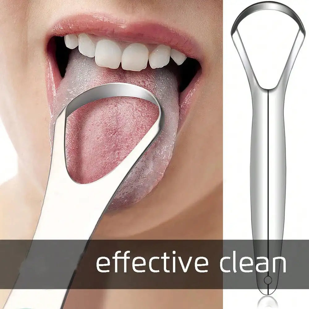 Stainless Steel Tongue Scraper - 2 Pack Metal Tongue Cleaner for Bad Breath, Professional Oral Care Tool for Adults