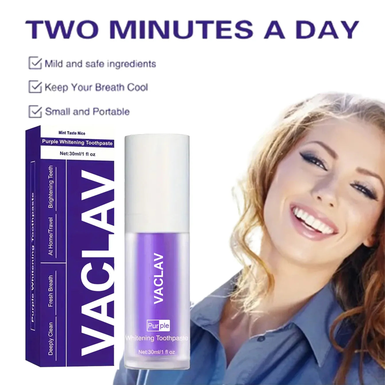 Vaclav Purple Toothpaste for Teeth Whitening - V34 Color Corrector Tooth Stain Removal, Brightening Tooth Paint Booster for Yellow Teeth