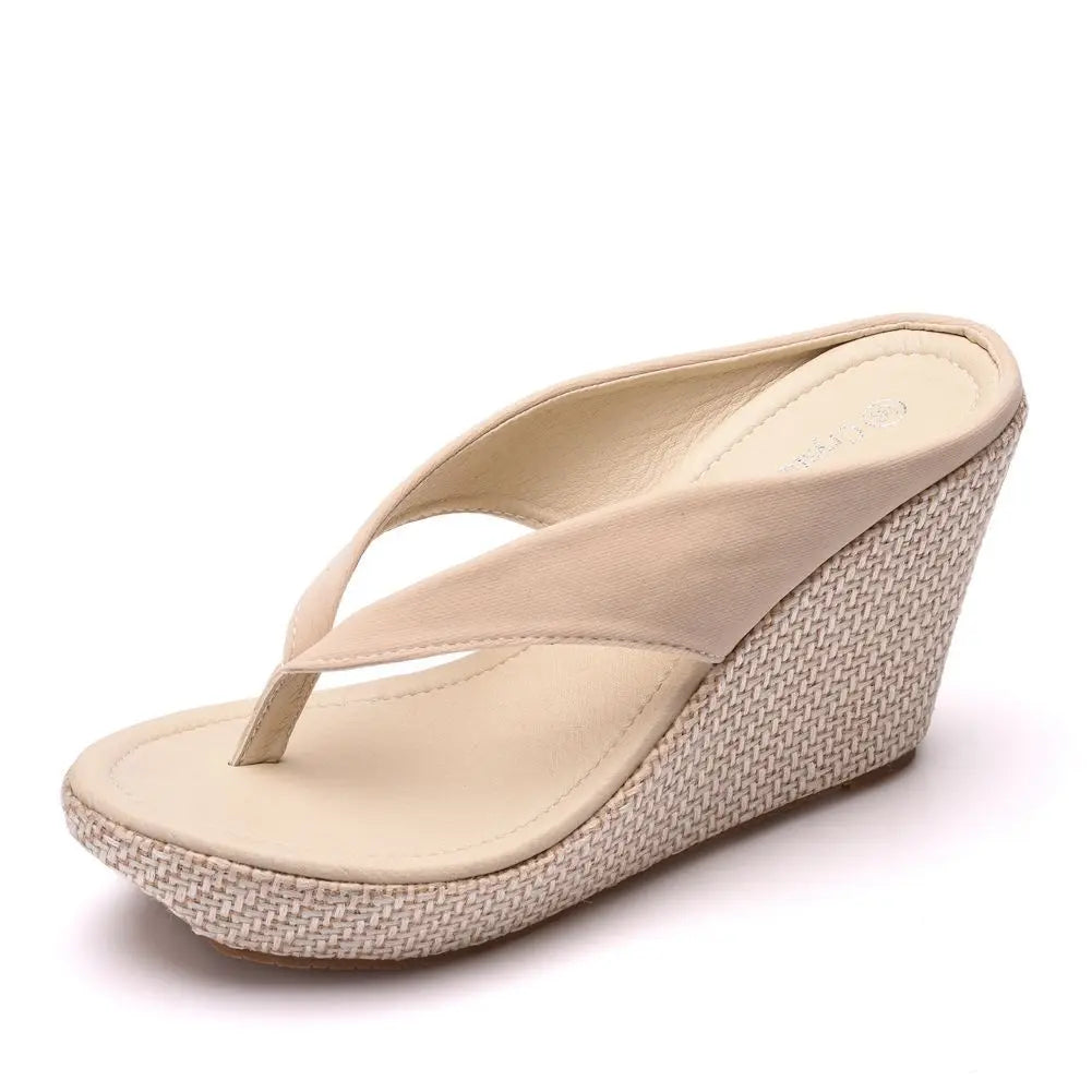 Luna Vibe: Trendy Wedge Thong Sandals