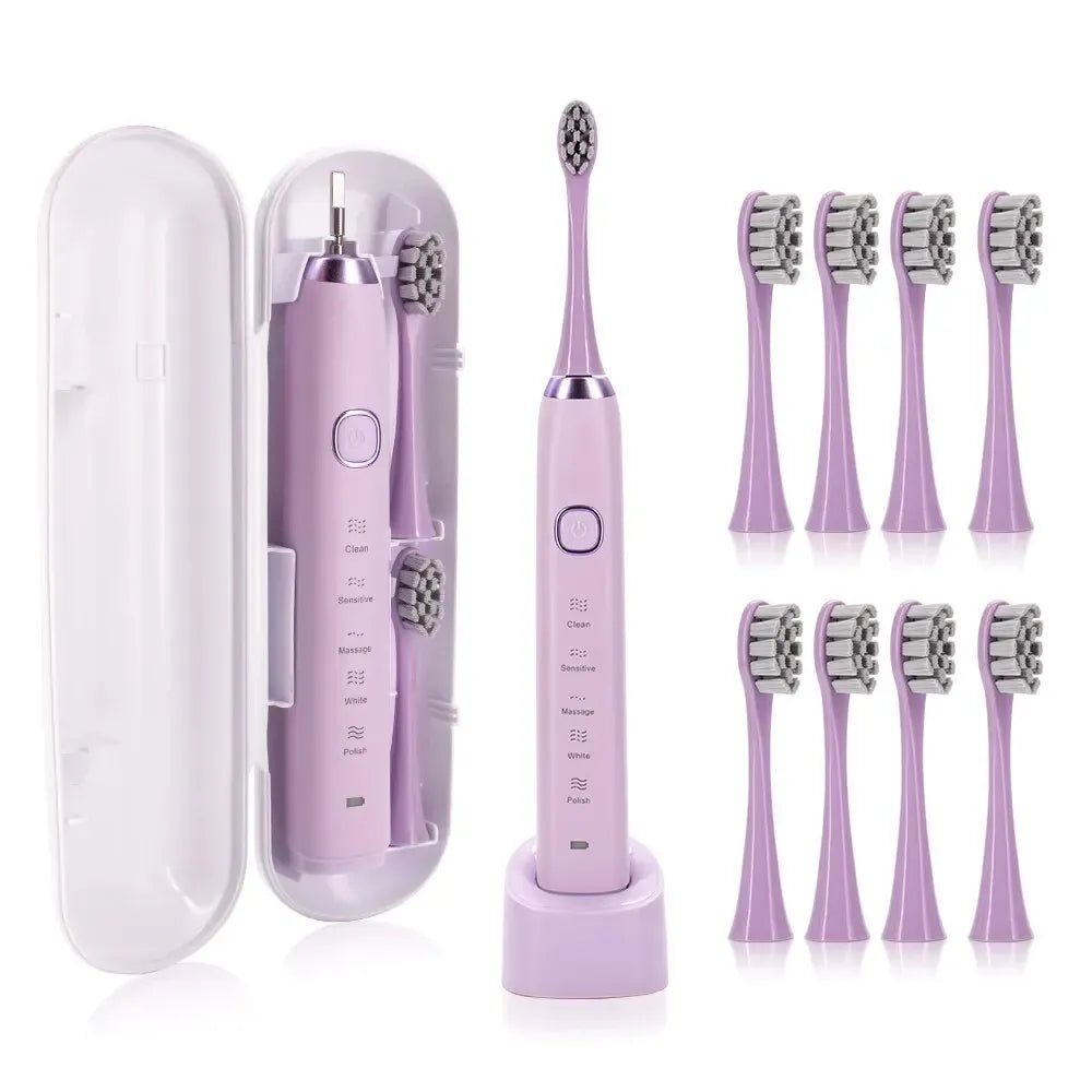Sonic Electric Toothbrush with 8 Brush Heads -  Smart Rechargeable Power Toothbrush for Adults, Deep Cleaning & Whitening
