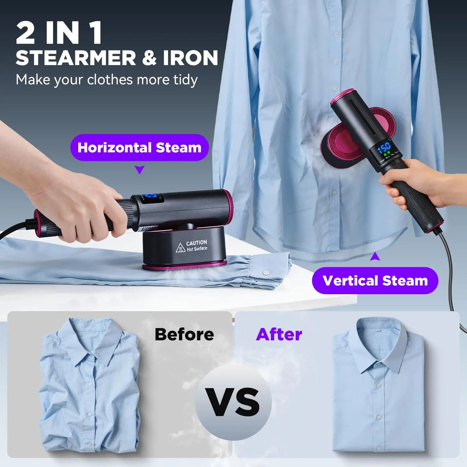 Smooth & Go: The Ultimate 2-in-1 Travel Steamer & Iron