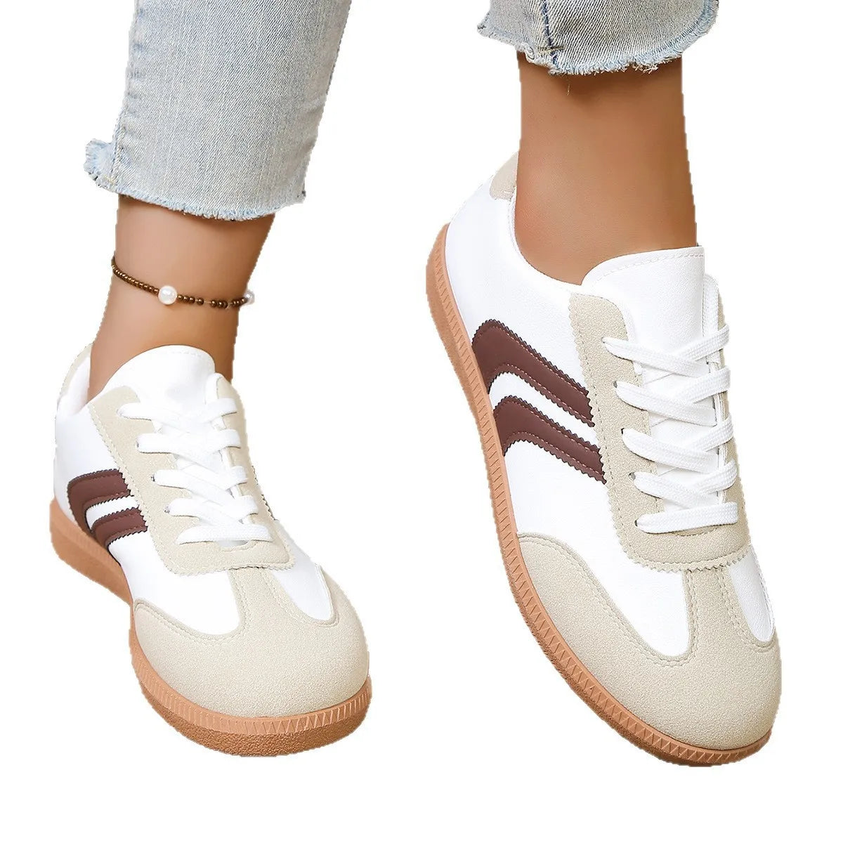 Leopard Print Shimmer Sneakers – Stylish Lace-Up Casual Shoes