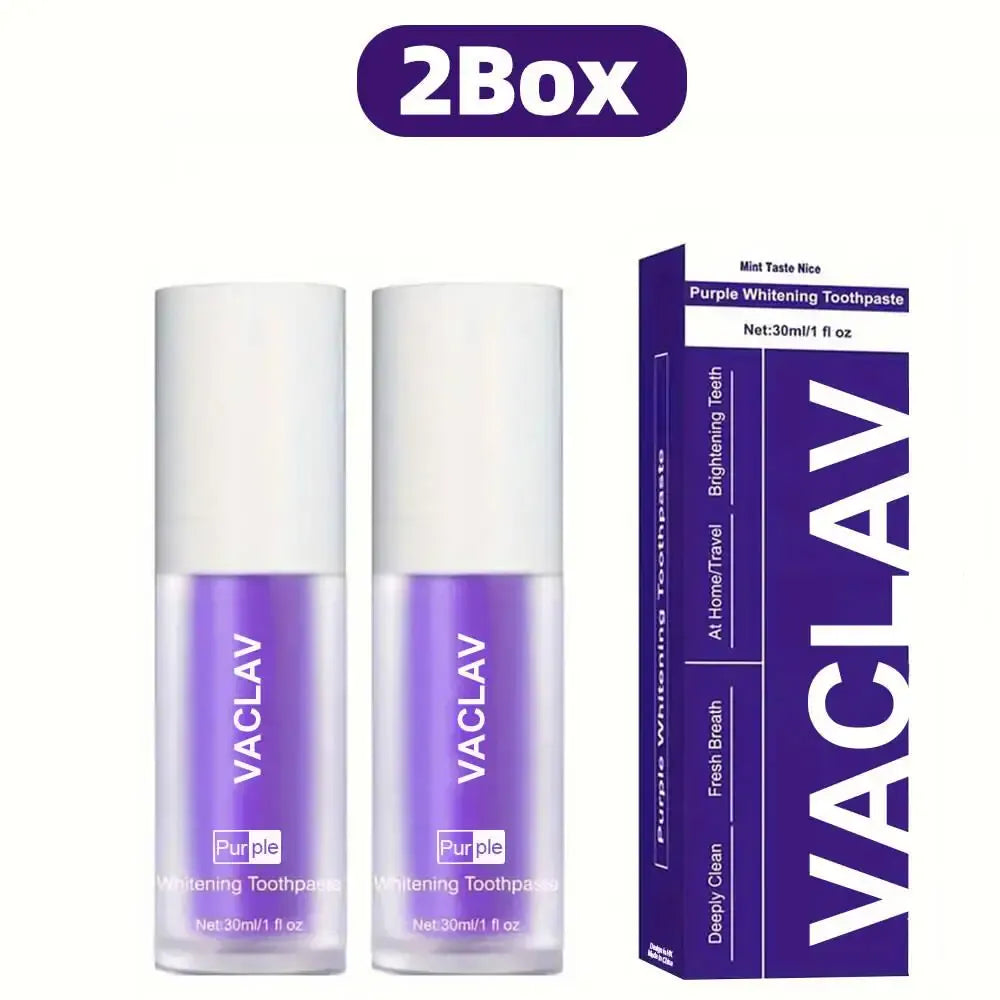 Vaclav Purple Toothpaste for Teeth Whitening - V34 Color Corrector Tooth Stain Removal, Brightening Tooth Paint Booster for Yellow Teeth