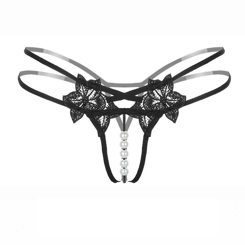 Sensual Lace & Pearl Triangle Thong
