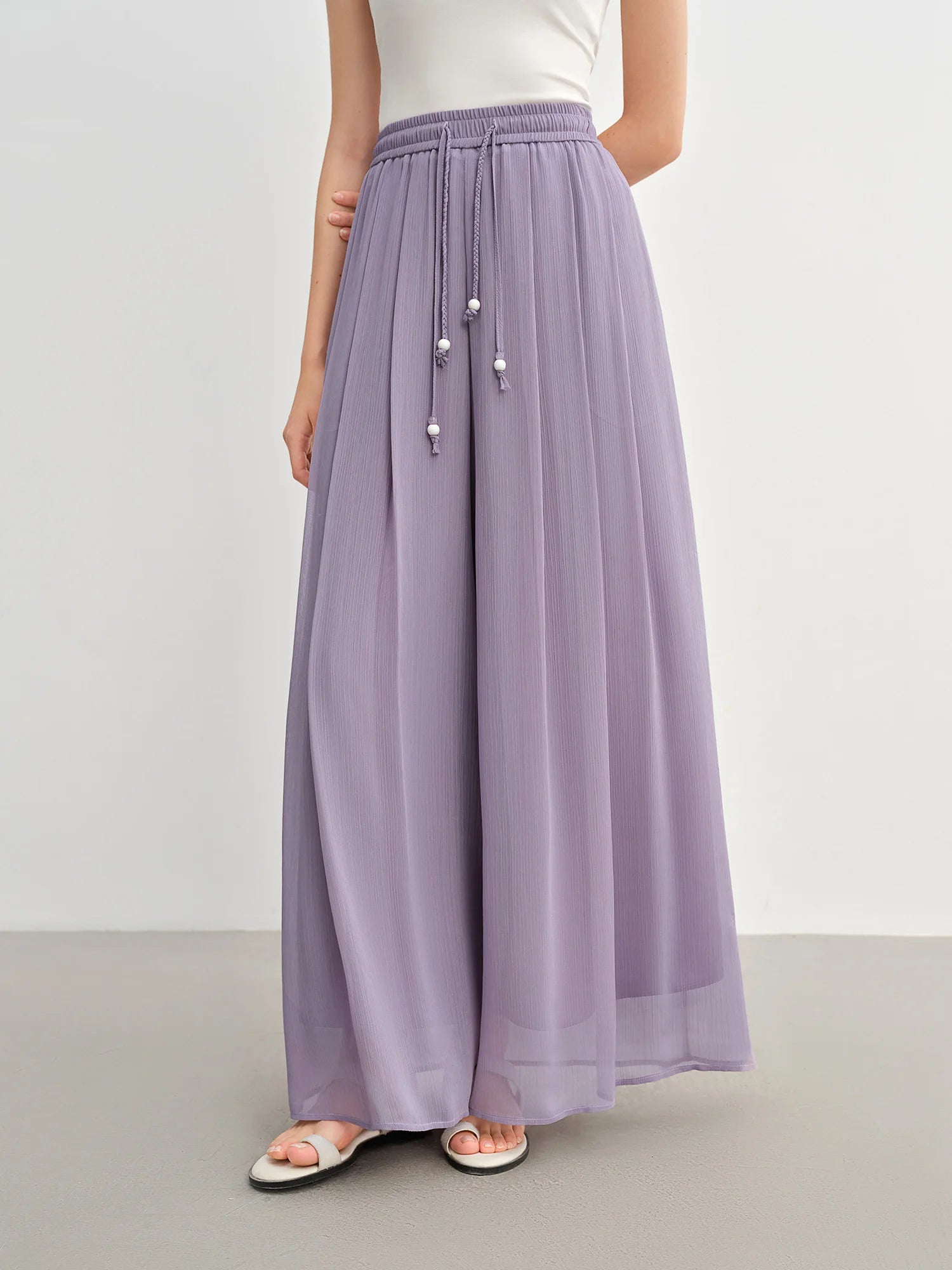 DUSHU High-Waist Wide-Leg Casual Trousers