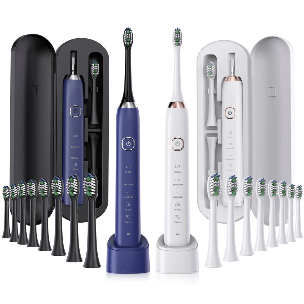 Sonic Electric Toothbrush with 8 Brush Heads -  Smart Rechargeable Power Toothbrush for Adults, Deep Cleaning & Whitening