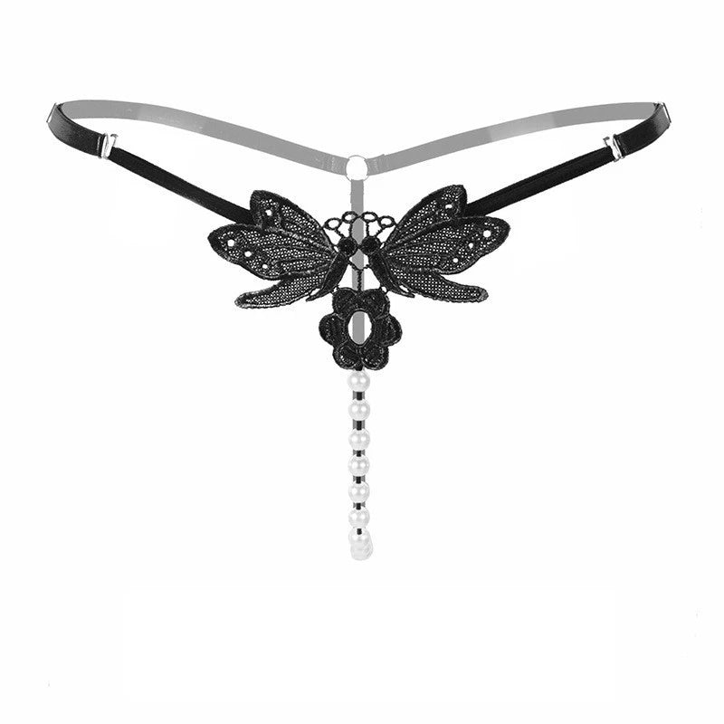 Sensual Lace & Pearl Triangle Thong