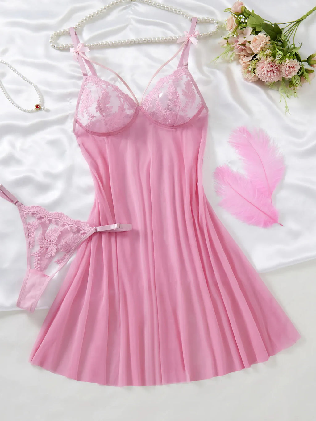 Elegant Semi-Transparent Sleep Dress Women