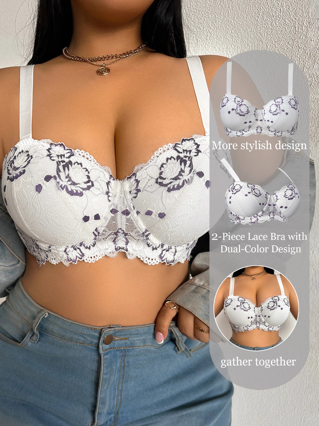Comfort Lace Wide Strap Bra for Women Plus Size