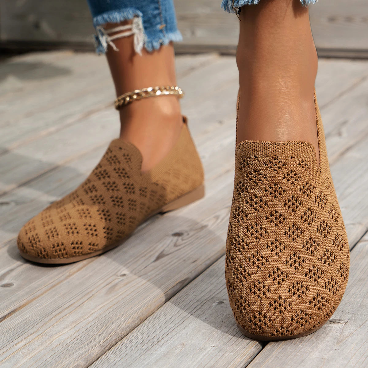 LazyFit Slip-Ons – Breathable Knit Comfort Flats