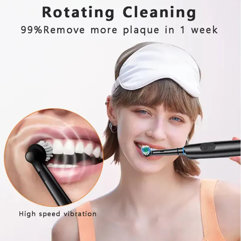 Rotary Electric Toothbrush for Adults, Smart Rotating Power Toothbrush with 5 Cleaning Modes, Soft Bristles, USB Rechargeable, 8 Replacement Heads