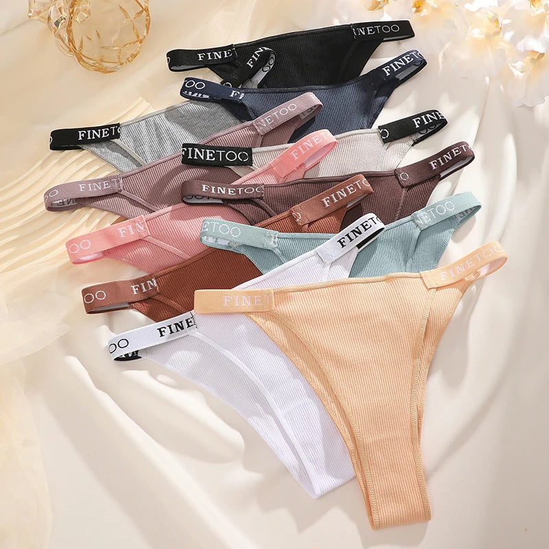 Women 5PCS Cotton Panties Set Low Rise Letter Print Sexy Comfortable Briefs