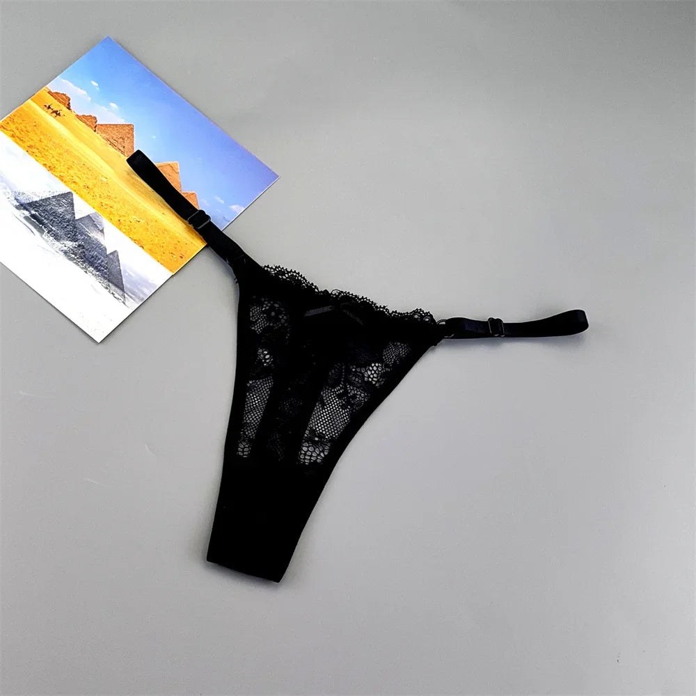 3PCS Sexy Lace Thong Set for Women – Sheer Low Waist G-String Panties (Plus Size)
