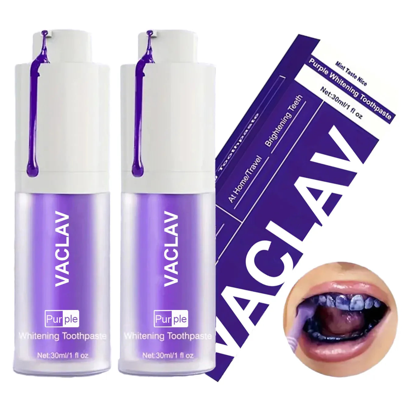Vaclav Purple Toothpaste for Teeth Whitening - V34 Color Corrector Tooth Stain Removal, Brightening Tooth Paint Booster for Yellow Teeth