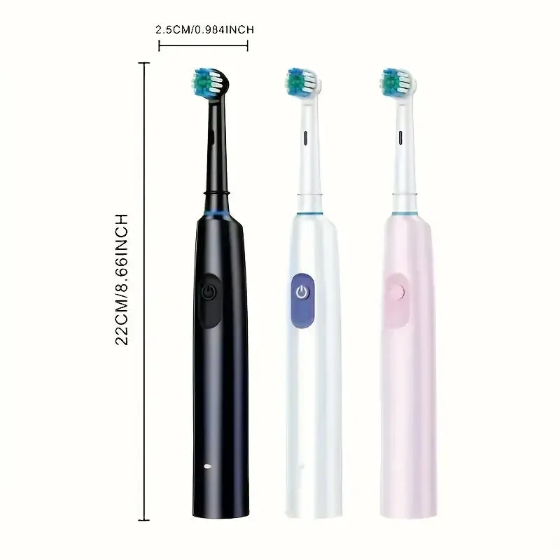 Rotary Electric Toothbrush for Adults, Smart Rotating Power Toothbrush with 5 Cleaning Modes, Soft Bristles, USB Rechargeable, 8 Replacement Heads