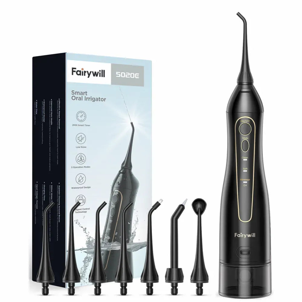 Fairywill Cordless Water Dental Flosser - 300ML Portable Oral Irrigator with 3 Modes, Rechargeable Waterproof Teeth Cleaner for Home and Travel