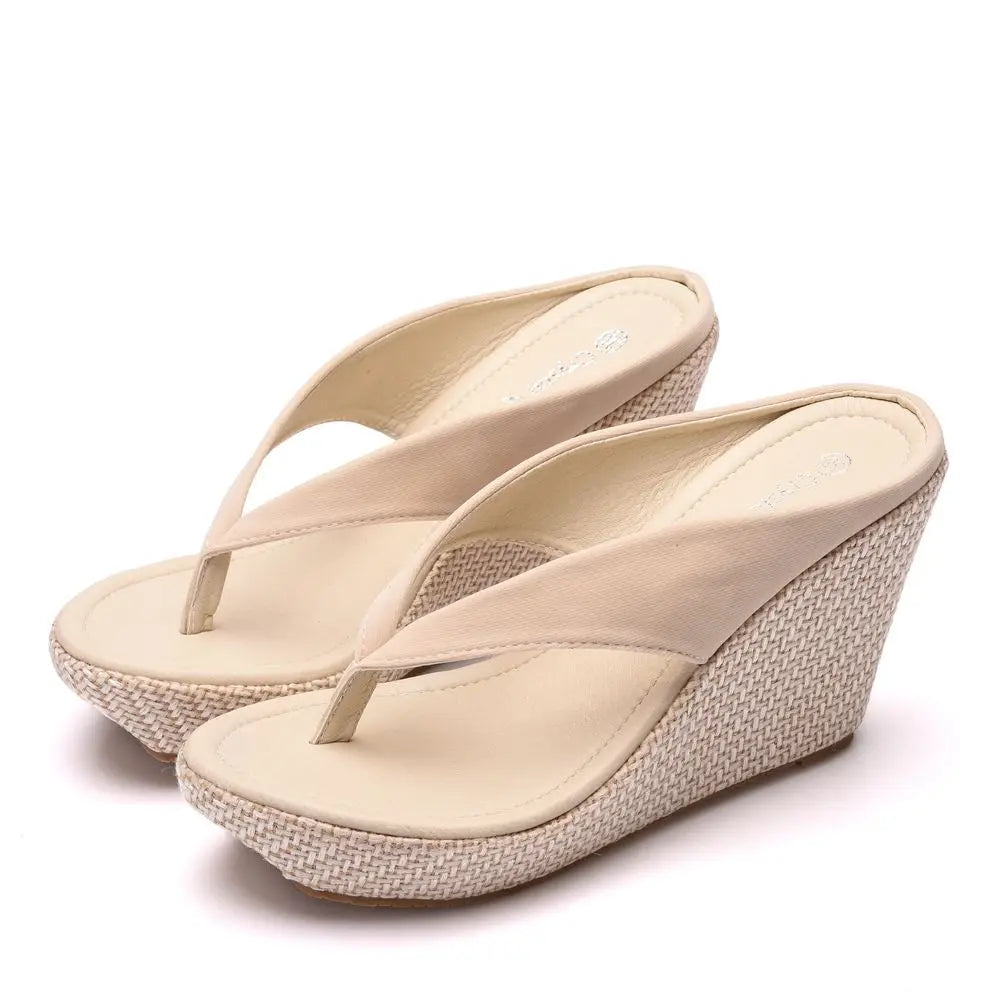 Luna Vibe: Trendy Wedge Thong Sandals