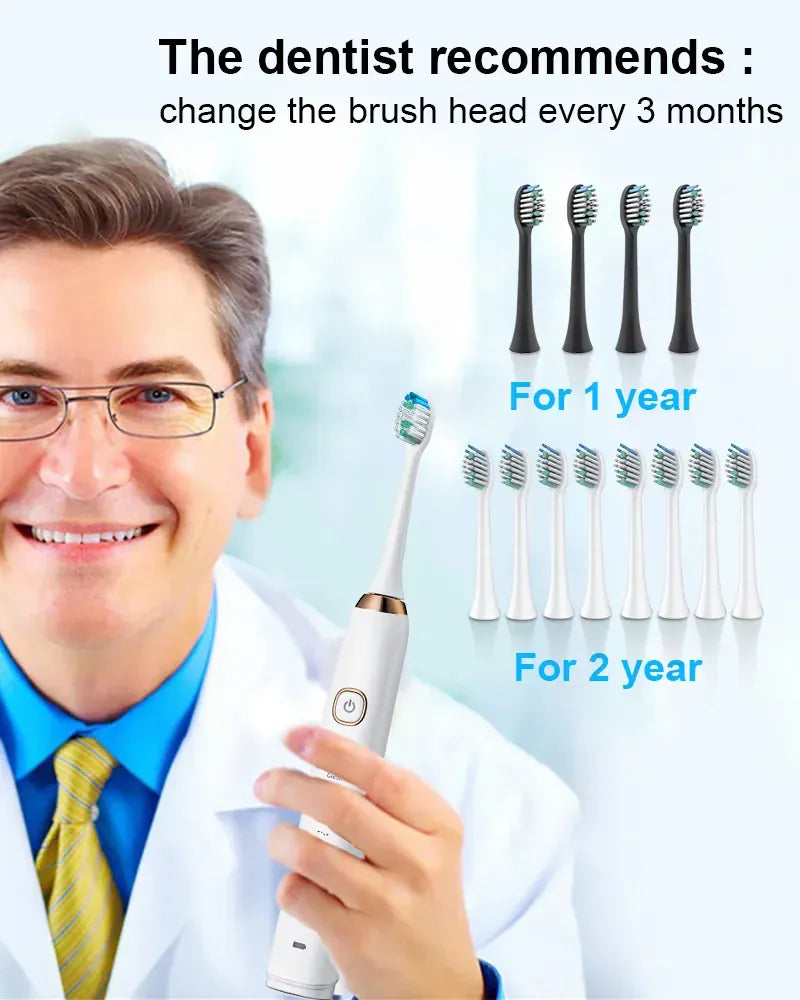 Sonic Electric Toothbrush with 8 Brush Heads -  Smart Rechargeable Power Toothbrush for Adults, Deep Cleaning & Whitening