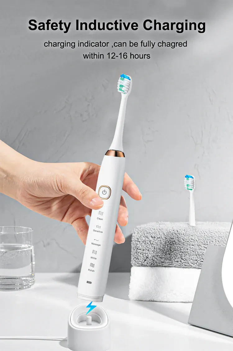 Sonic Electric Toothbrush with 8 Brush Heads -  Smart Rechargeable Power Toothbrush for Adults, Deep Cleaning & Whitening
