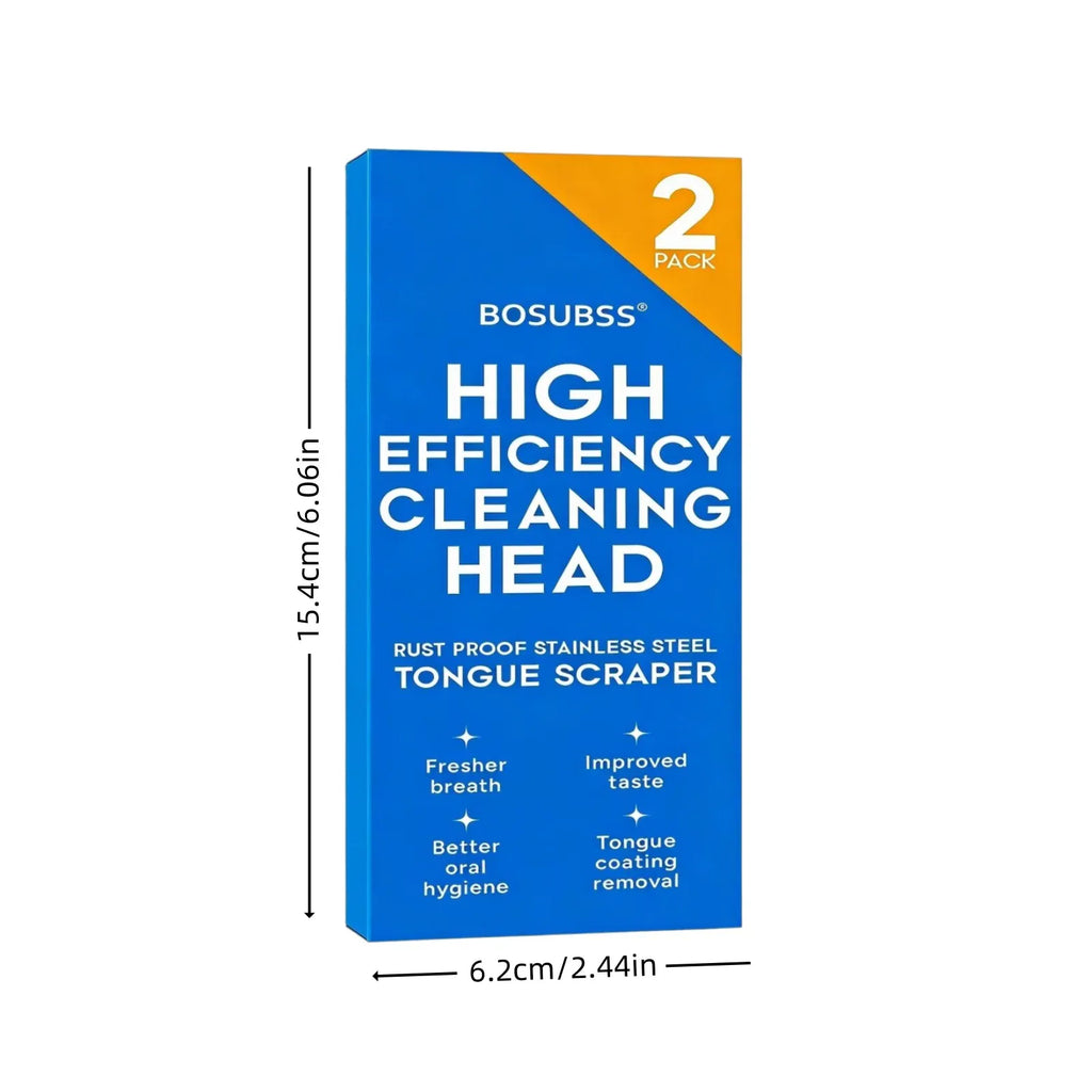 Stainless Steel Tongue Scraper - 2 Pack Metal Tongue Cleaner for Bad Breath, Professional Oral Care Tool for Adults