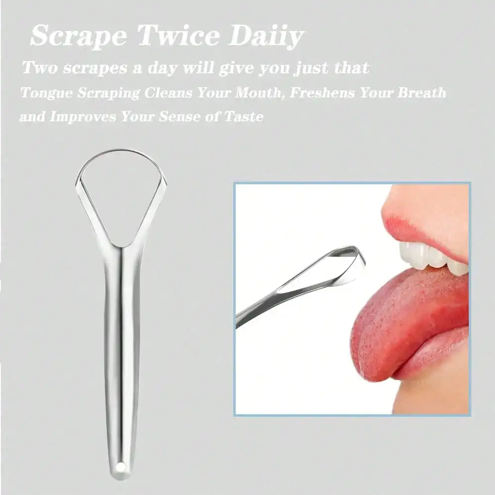 Stainless Steel Tongue Scraper - 2 Pack Metal Tongue Cleaner for Bad Breath, Professional Oral Care Tool for Adults