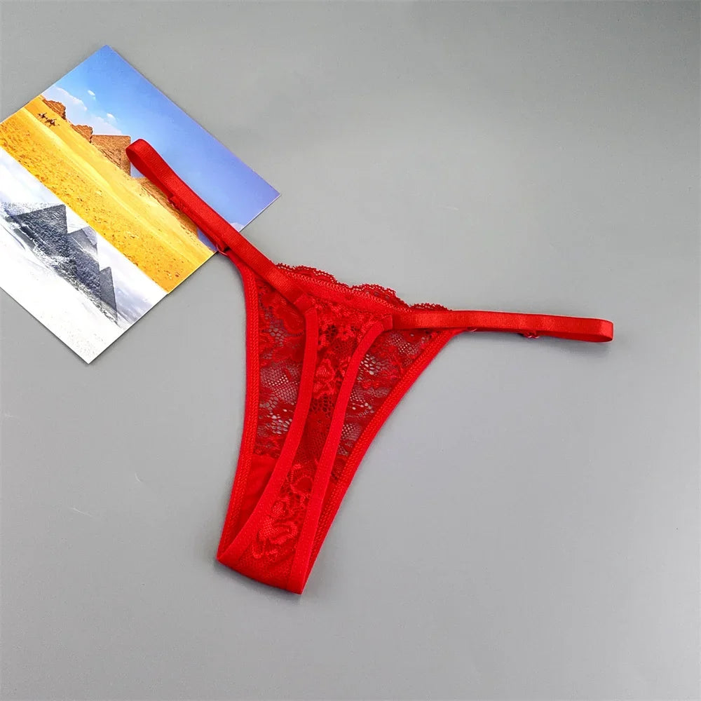 3PCS Sexy Lace Thong Set for Women – Sheer Low Waist G-String Panties (Plus Size)