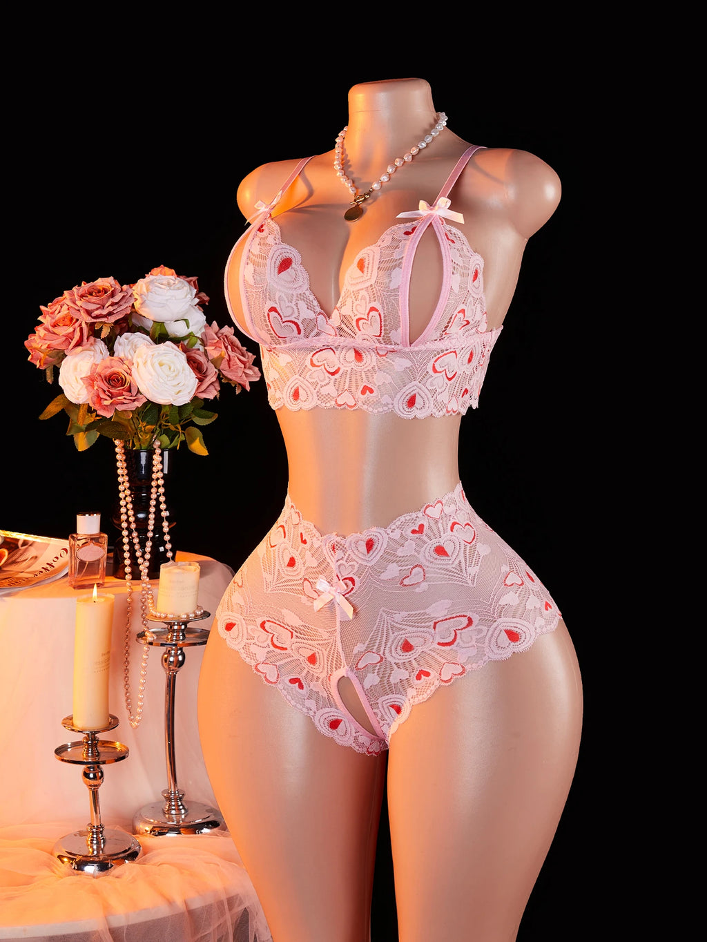 Women Transparent Lace Lingerie Set